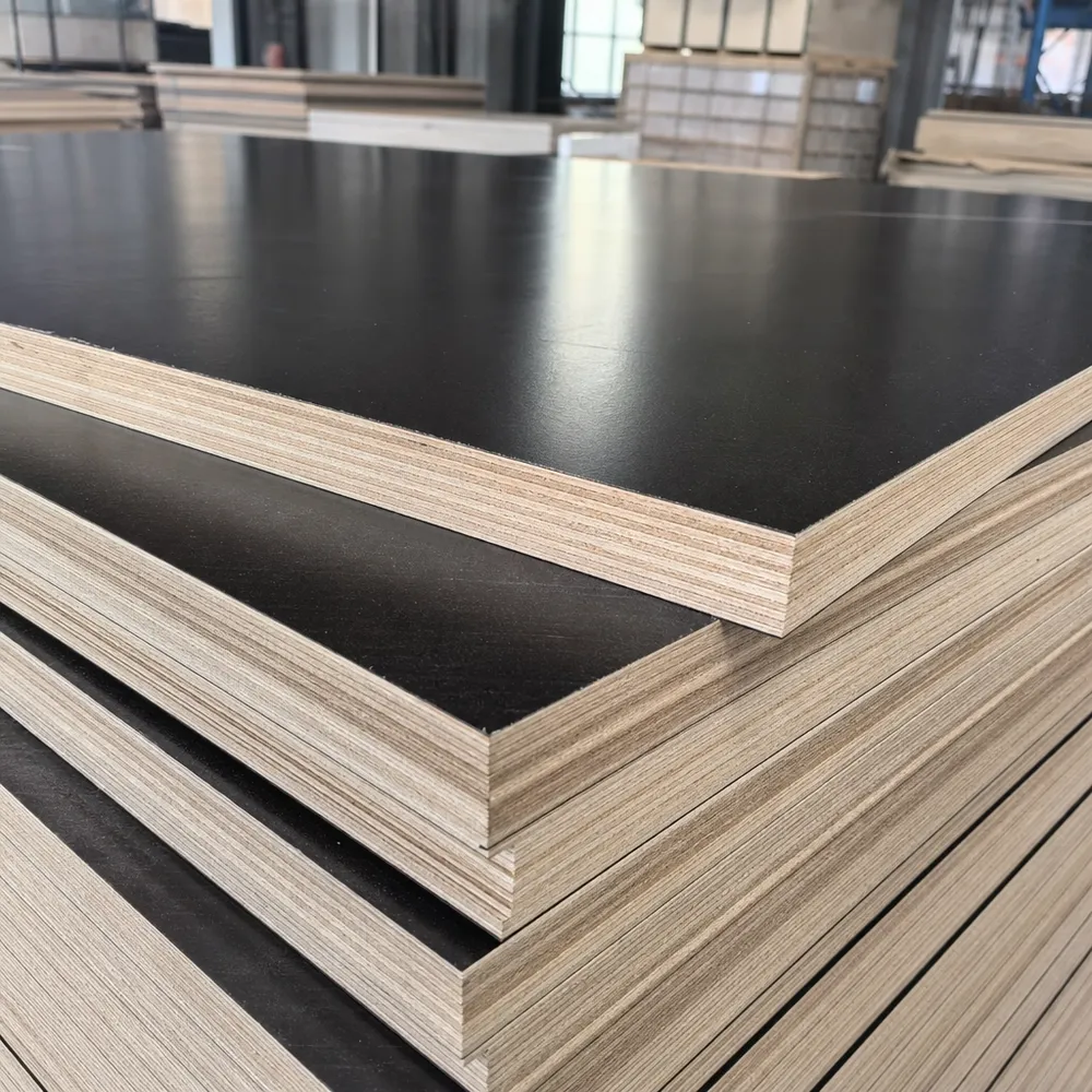 Hardwood film faced plywood close-up showing dense core