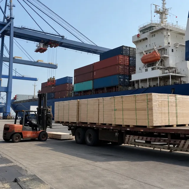 Container loading at port — QDPlywood export operations