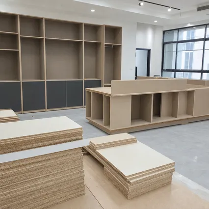 Blockboard panels used in office furniture and commercial cabinet carcass construction