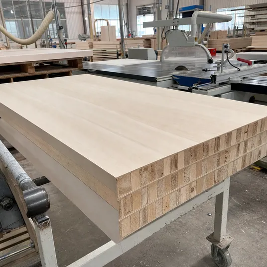 Flush door blanks manufactured from blockboard core