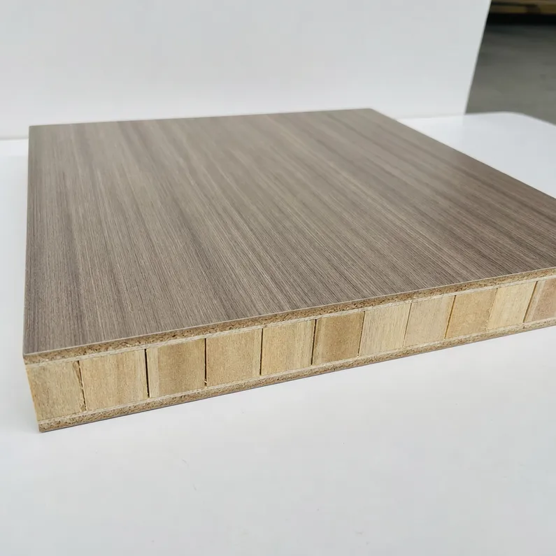 Laminate blockboard panel showing HPL surface and solid wood strip core construction