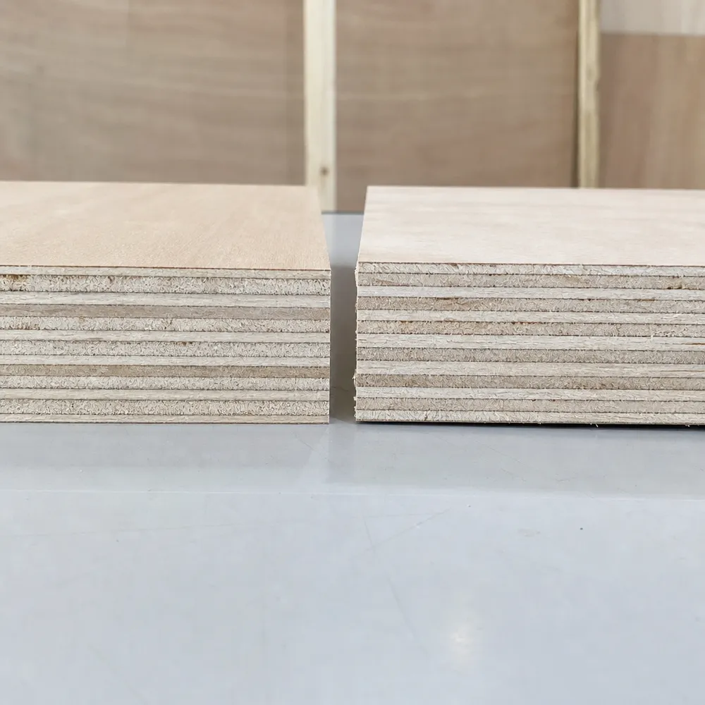 8mm plywood 5-ply veneer layup cross-section showing veneer thickness and press construction