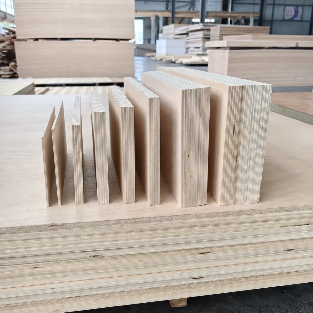 Commercial plywood panels showing the 2.5mm to 25mm thickness range available for custom specification