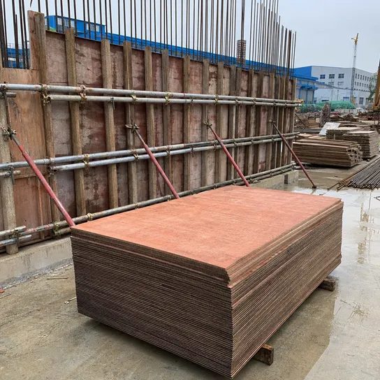Exterior plywood used as concrete formwork backup panels