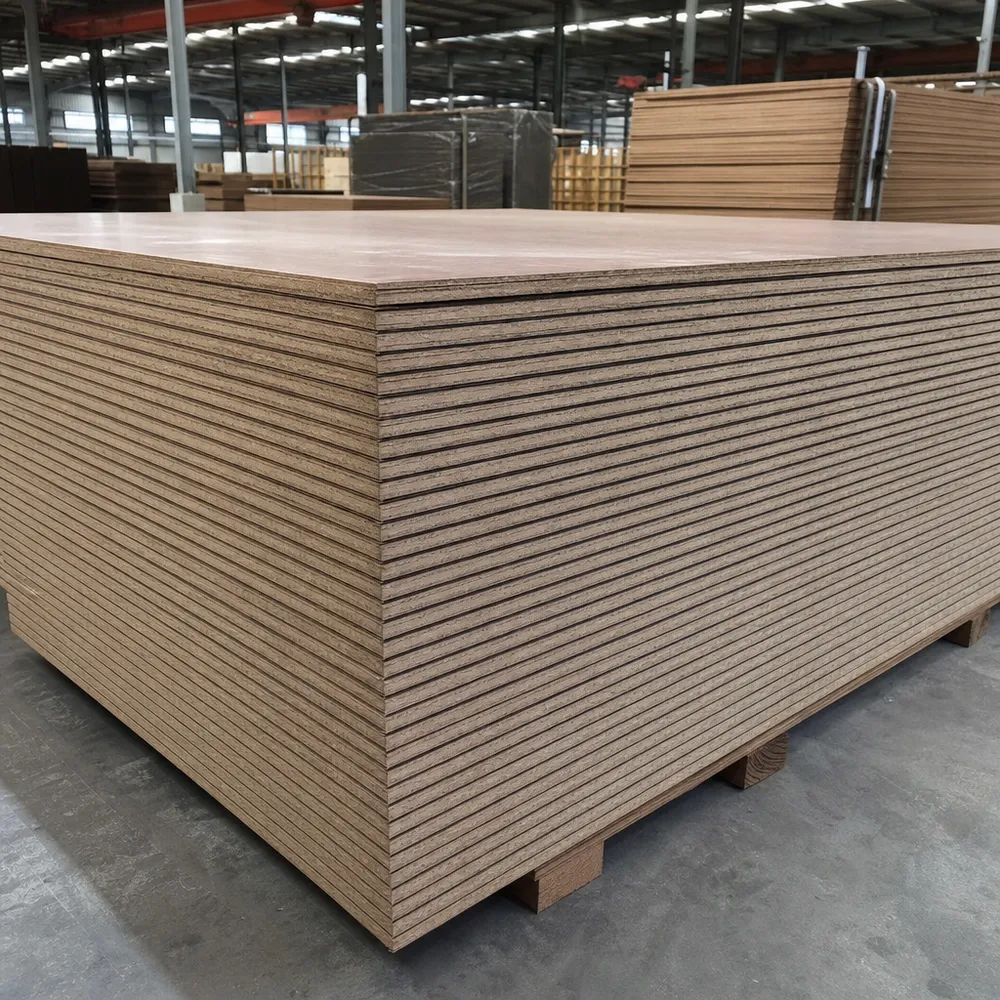 Exterior plywood panels with WBP phenolic glue line, stacked at QDPlywood factory in Xuzhou, China