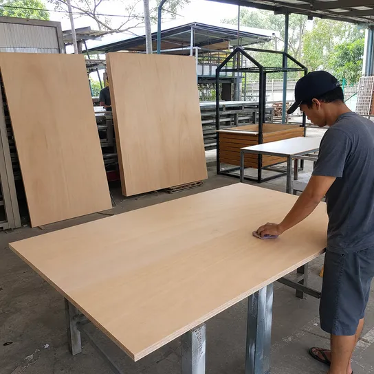 Exterior plywood as substrate for outdoor signage and display