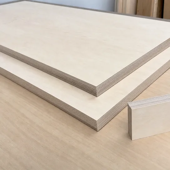 Birch face veneer furniture plywood — tight grain, harder surface, preferred for natural and stained finishes