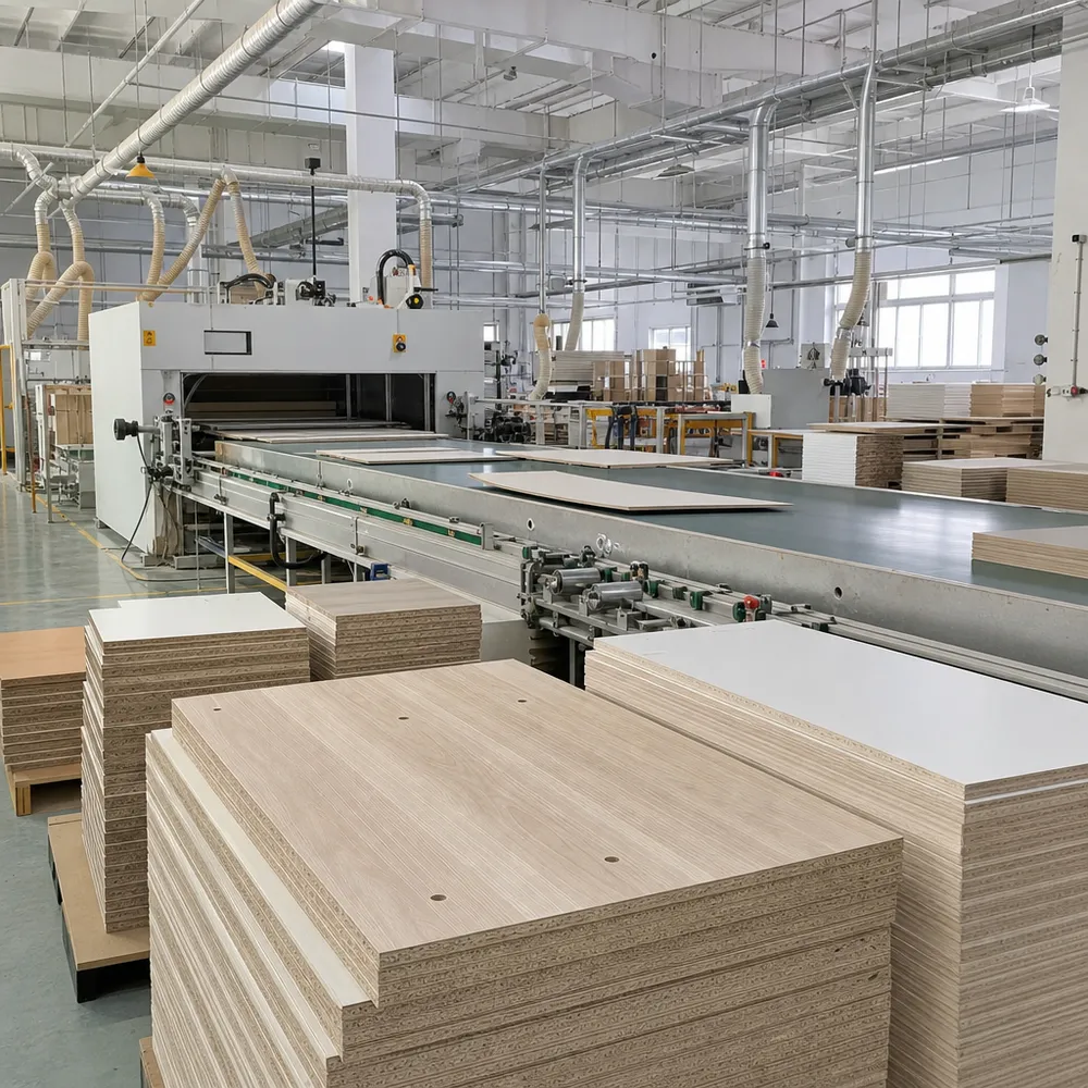 Flat-pack and RTA furniture automated production line with plywood panels