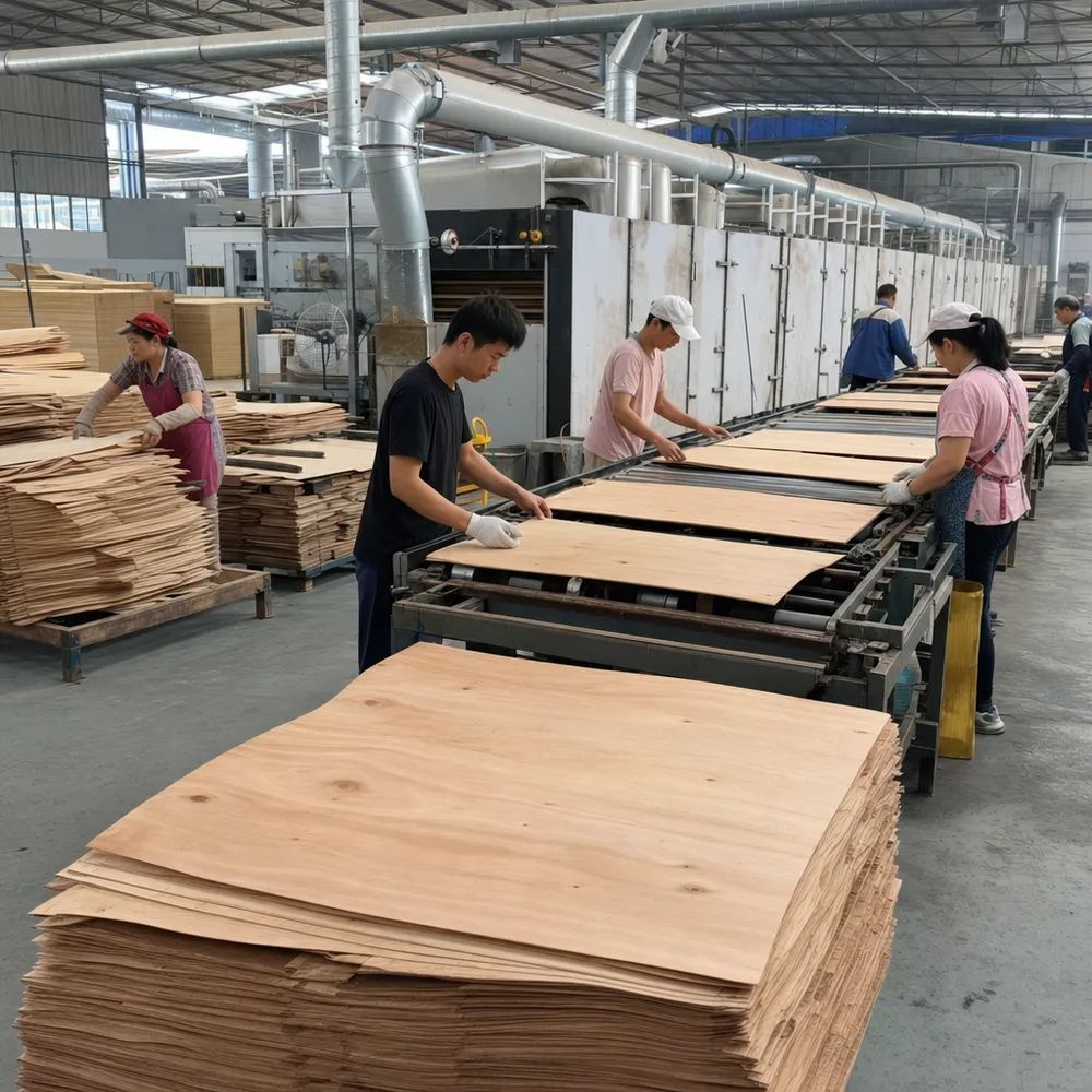 Veneer grading and drying line for furniture plywood production