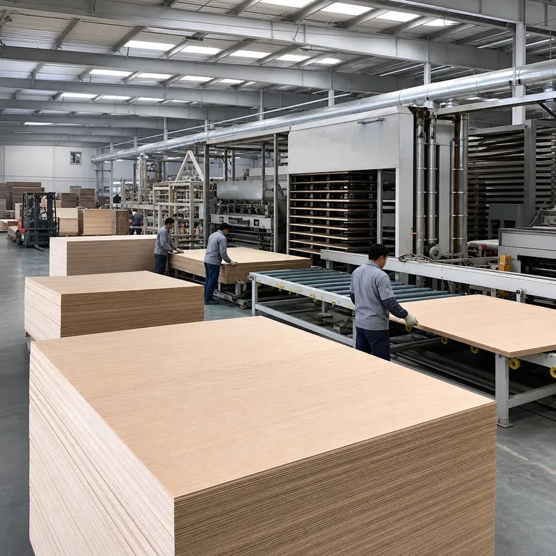 Commercial plywood production at Xuzhou QD Wood Industry facility