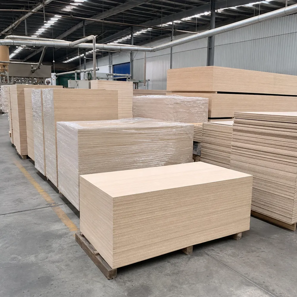 Interior grade plywood panels stacked at QDPlywood.com manufacturing facility