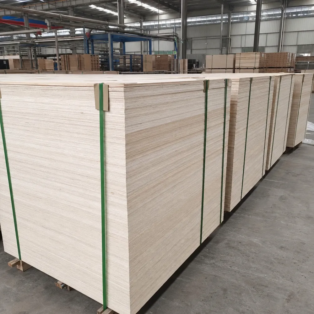 Interior plywood panels stacked at QDPlywood factory ready for export