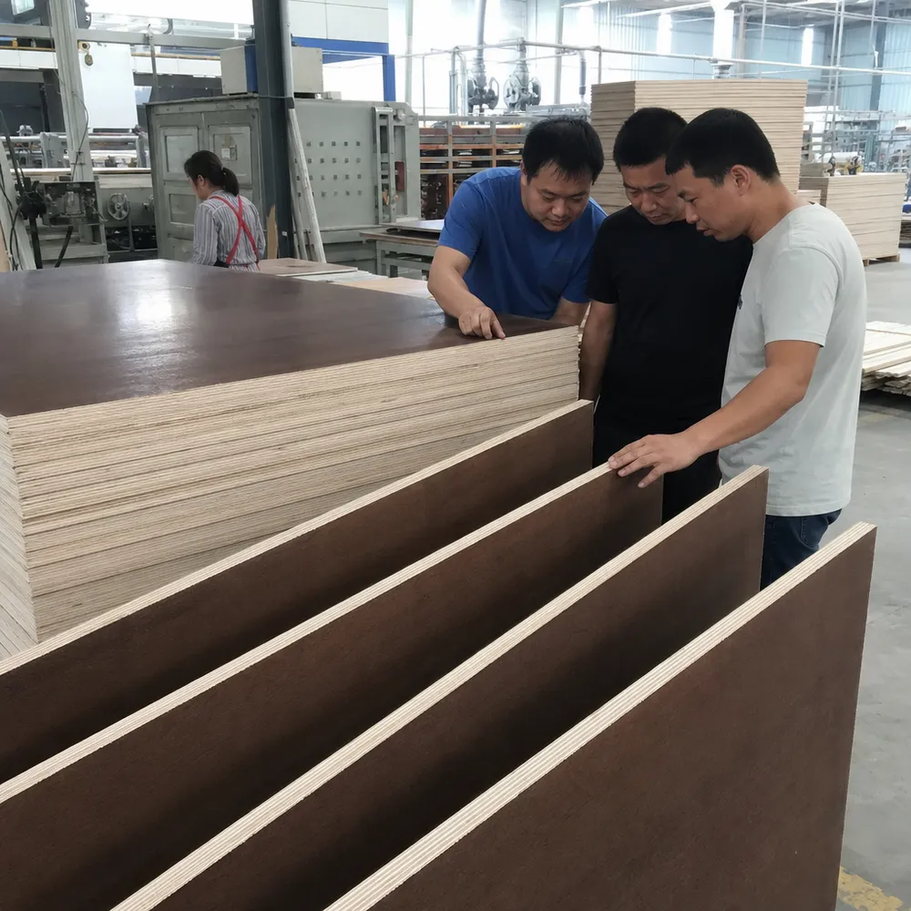 Marine plywood panels with void-free core construction at QDPlywood factory