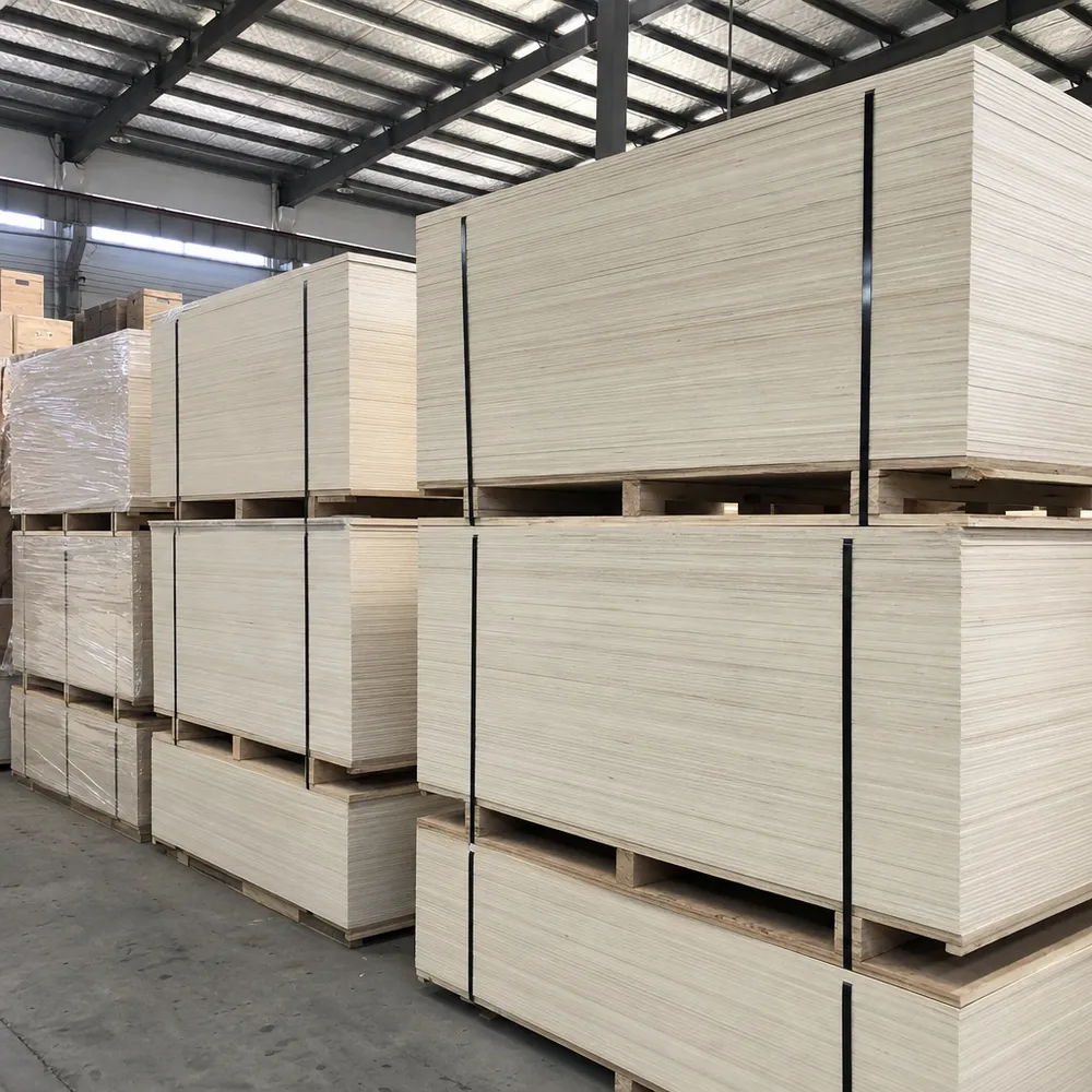 Structural plywood panels stacked at QDPlywood factory ready for export
