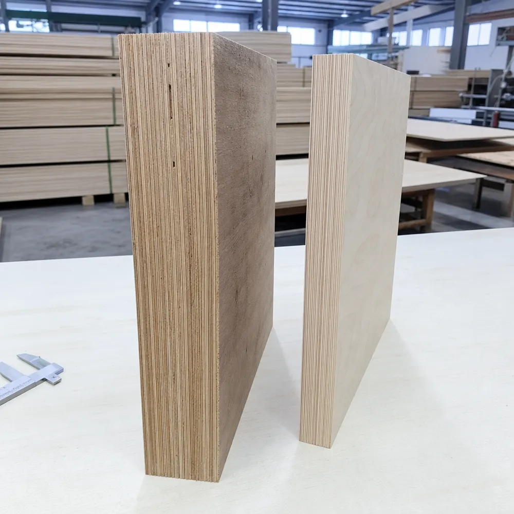 Structural plywood panel cross-section compared to exterior plywood face grade