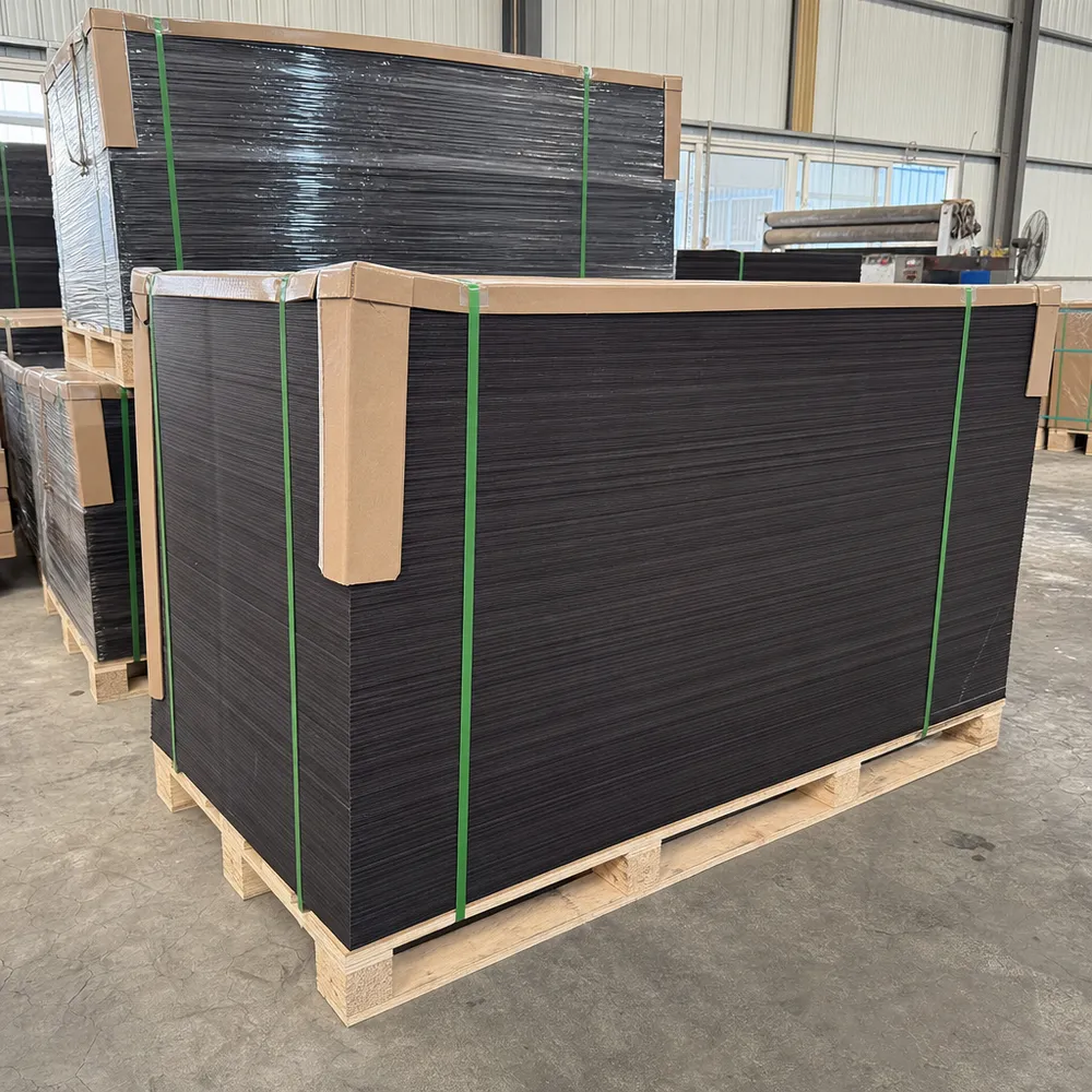Birch film faced plywood panels stacked for export at QDPlywood factory
