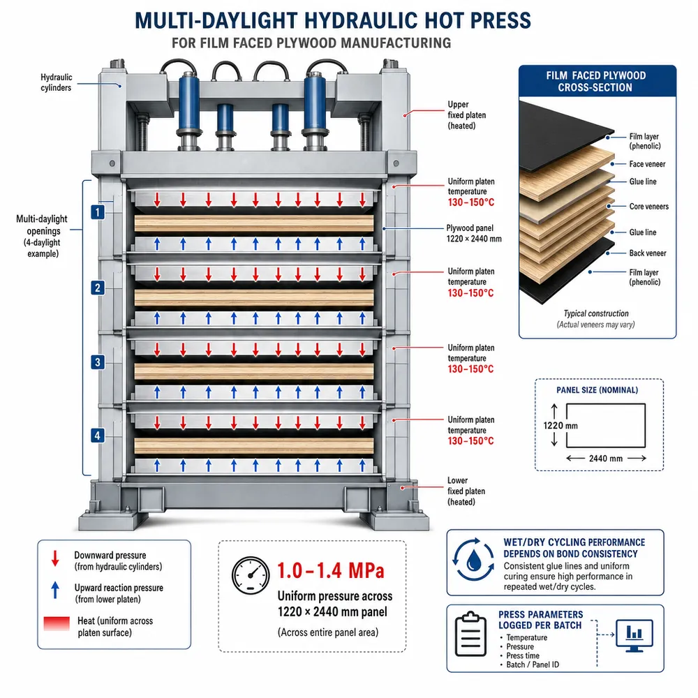 How Film Faced Plywood Is Made: The Process Behind Reuse Life and Formwork Performance