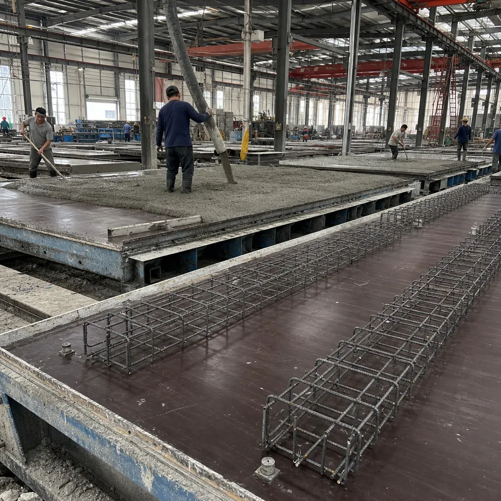 Prefabricated concrete panel manufacturing using film faced plywood mold surfaces