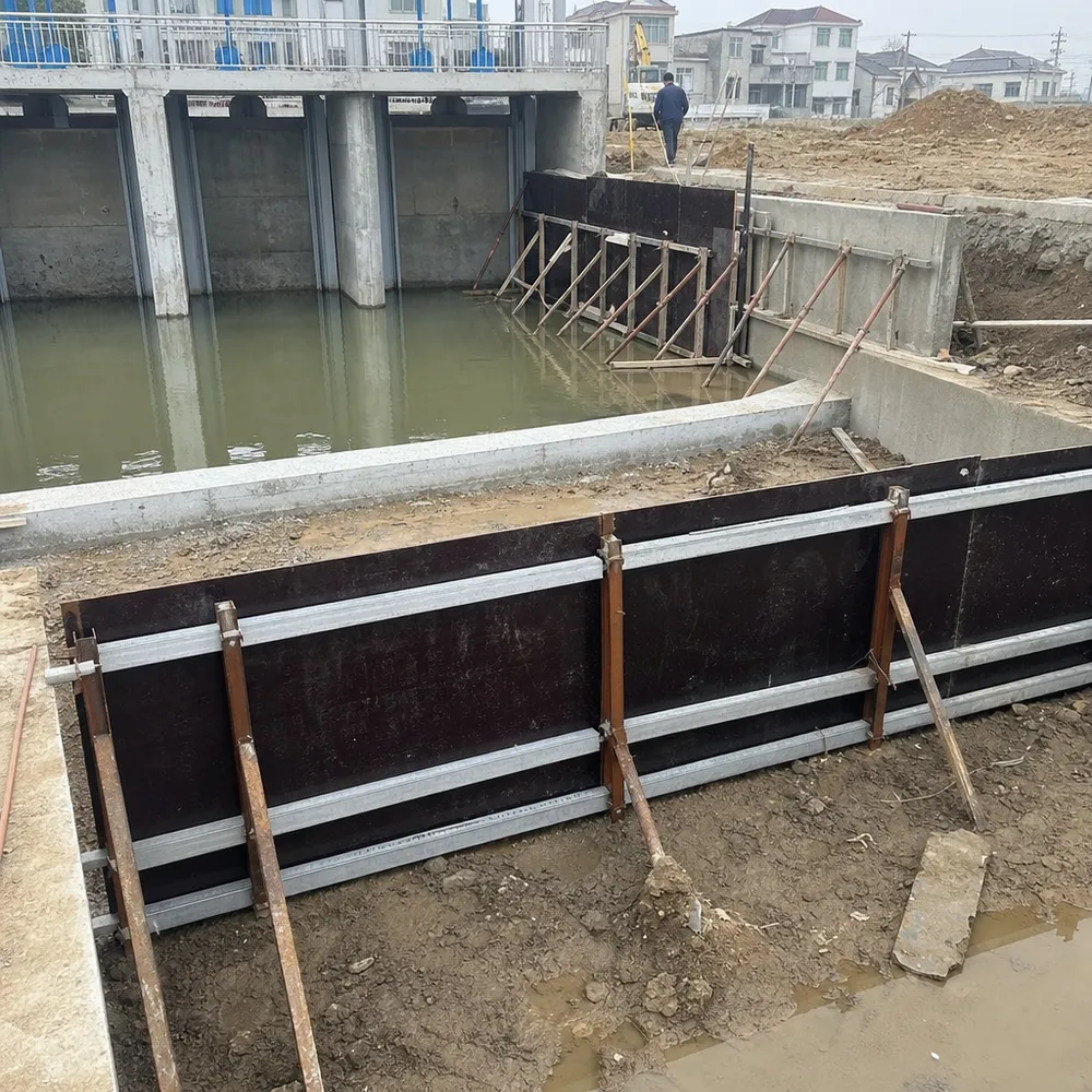 Marine film faced plywood in flood barrier and water infrastructure construction — QDPlywood.com