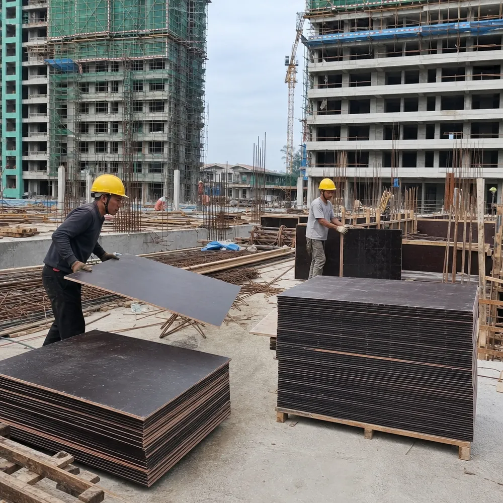 Concrete formwork supply chain — residential and commercial construction sites using phenolic film faced plywood