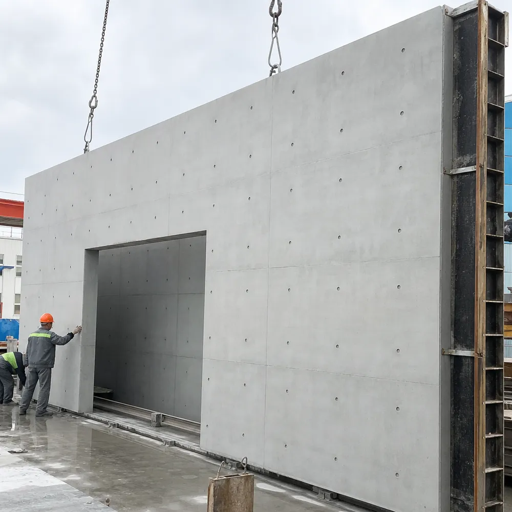 High-specification architectural exposed concrete facade formed with structural film faced plywood