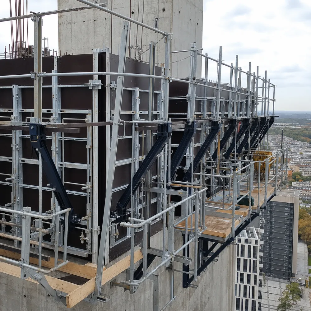 Engineered formwork system using structural film faced plywood panels in climbing form application