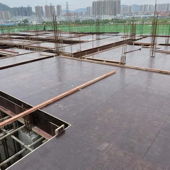 Structural film faced plywood used as slab decking on a multi-storey construction project