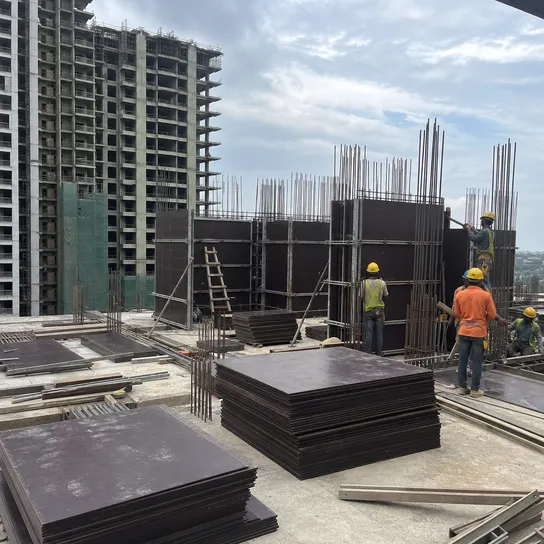 Film faced plywood used in high-rise residential building concrete formwork