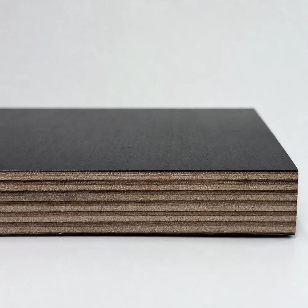 Cross-section of waterproof film faced plywood showing WBP bond throughout all core plies