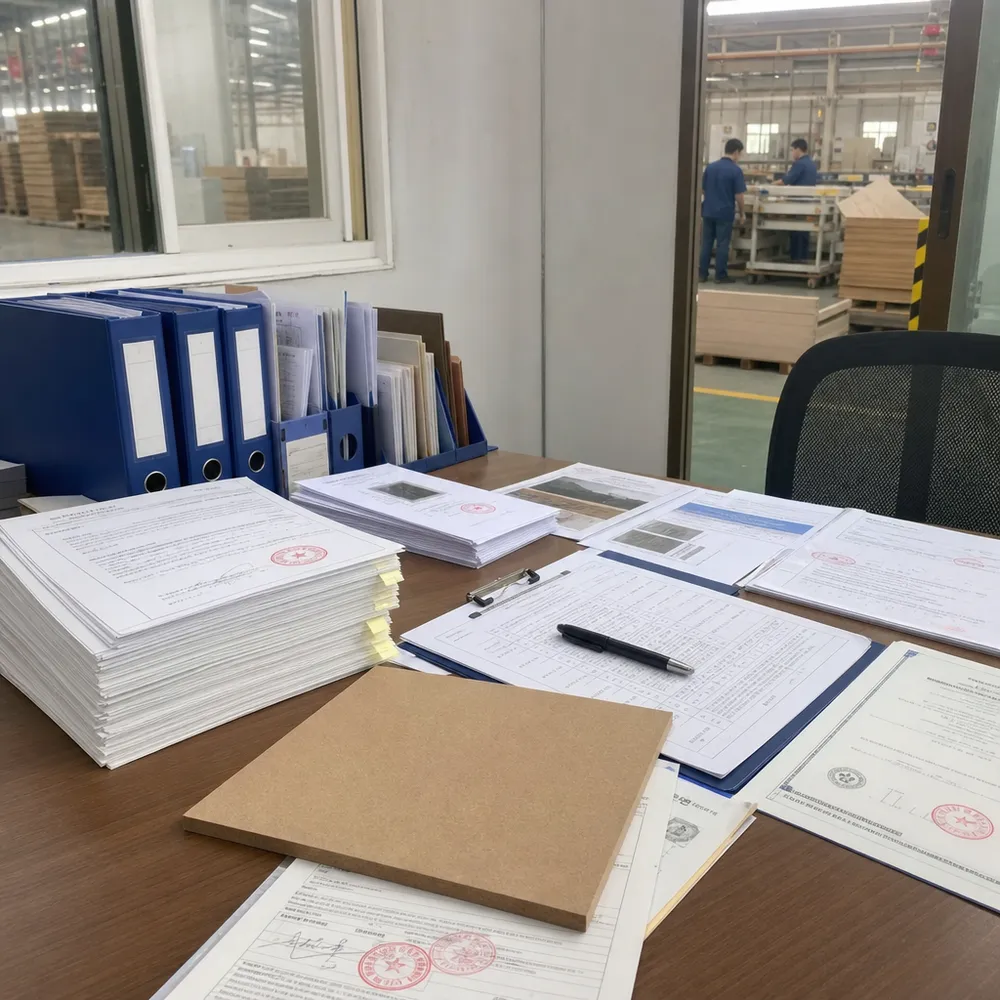 CARB P2 certification documentation for 3mm hardboard export