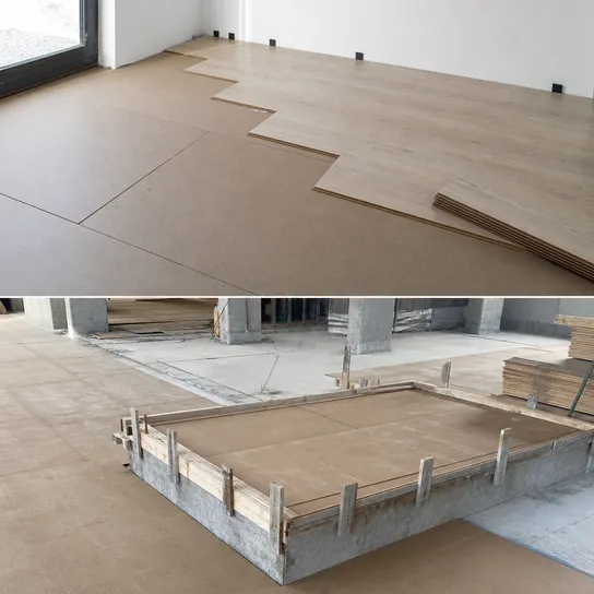 3mm hardboard used as flooring underlay and temporary formwork