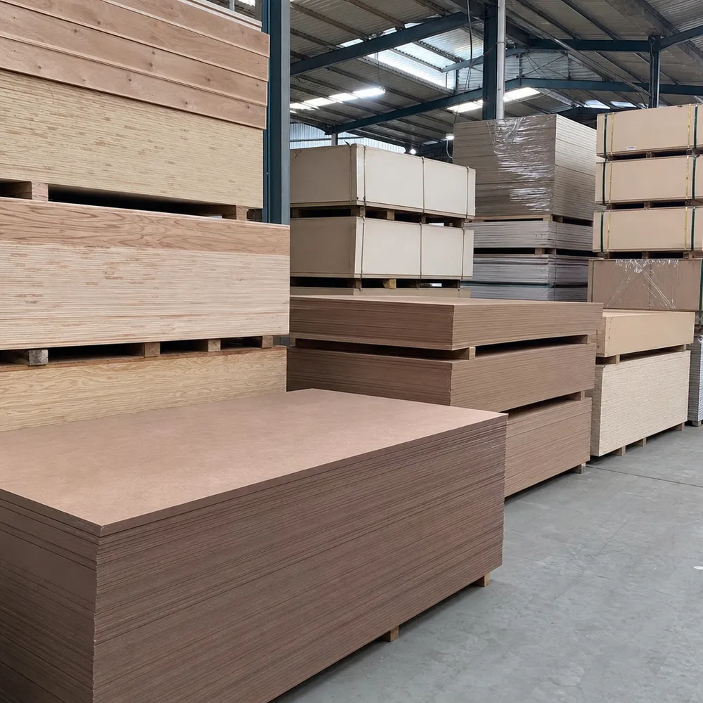 Hardboard sheet stocked alongside plywood and MDF in building products distribution