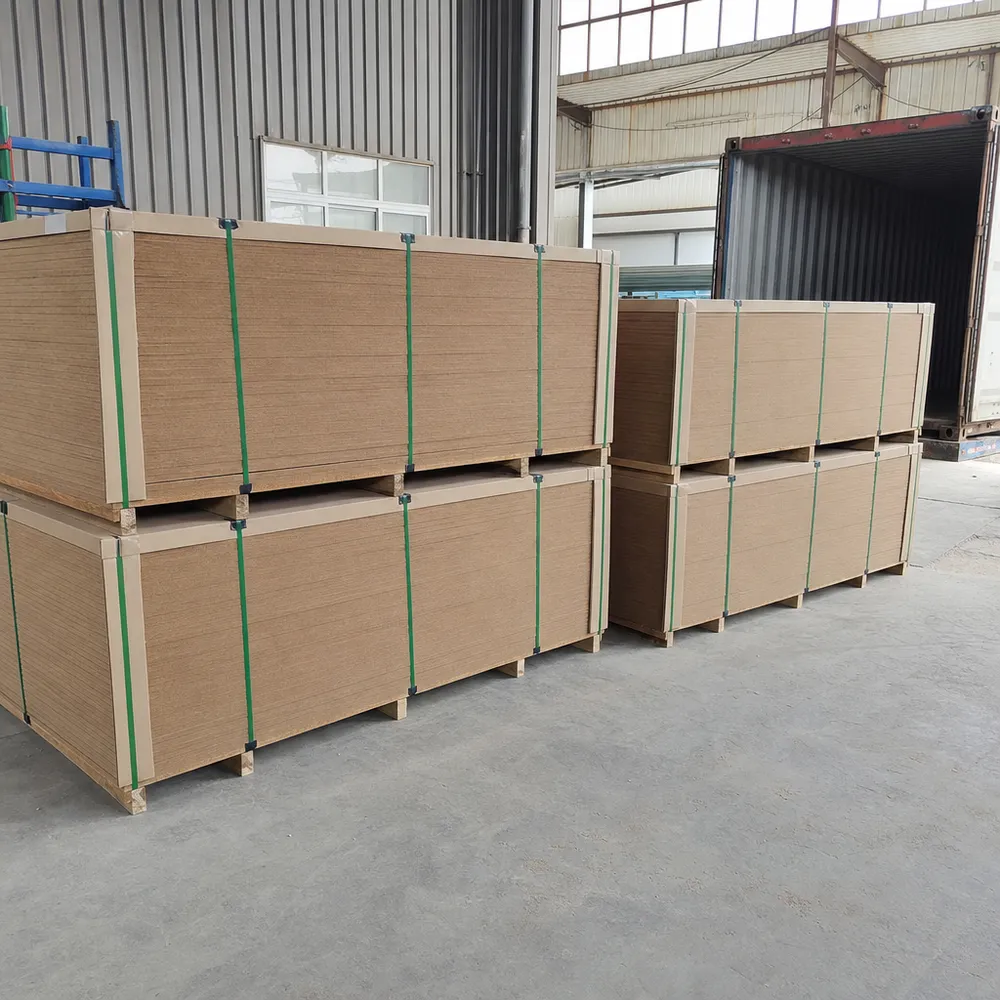 Hardboard sheet stacked and prepared for container loading at QDPlywood factory