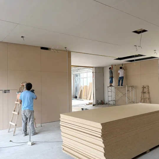 Hardboard paneling used for interior wall cladding and ceiling panels in renovation projects