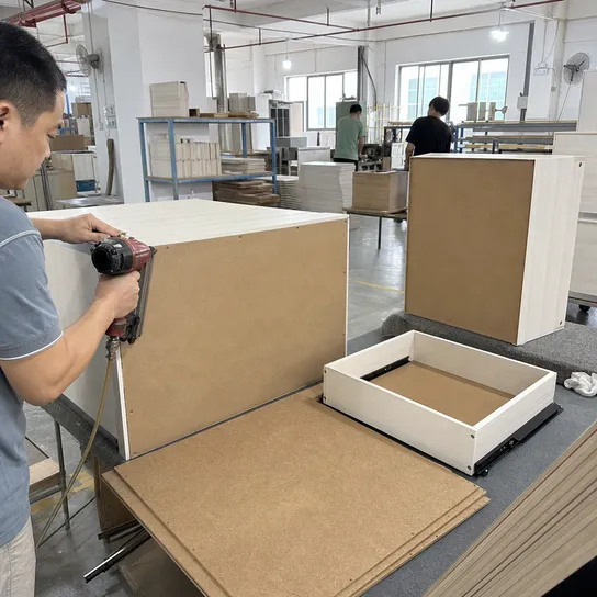 Masonite hardboard used as cabinet backs and drawer bottoms in furniture manufacturing