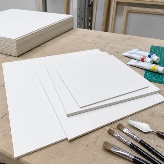 Primed hardboard sheets used for craft, hobby and DIY painting projects