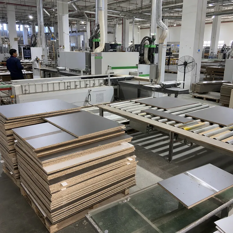 CNC production line cutting furniture HPL plywood panels for flat-pack furniture manufacturing