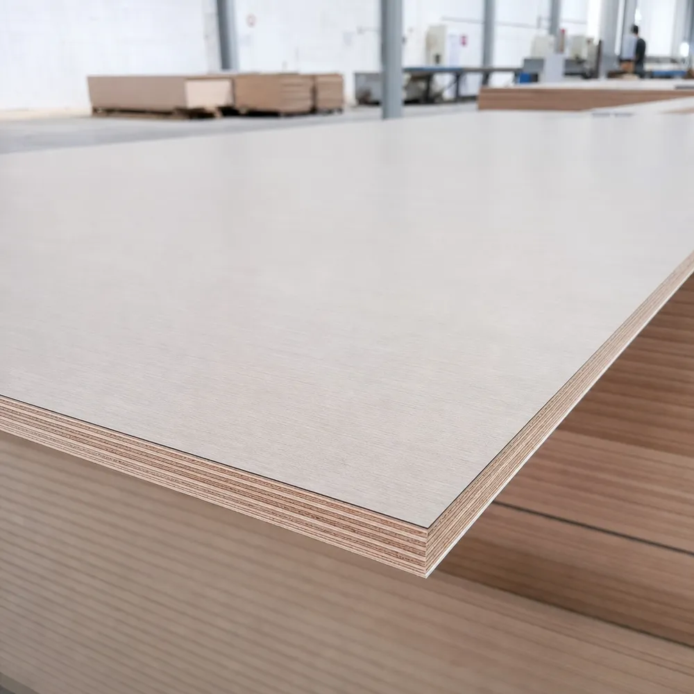Furniture HPL plywood panel showing scratch-resistant laminate surface bonded to structural plywood core