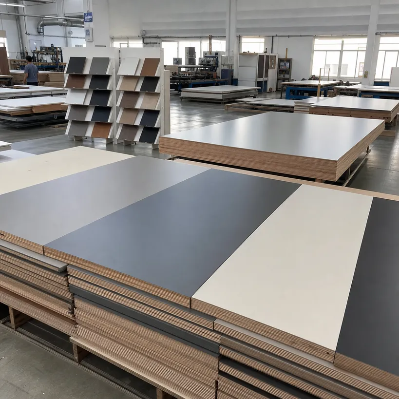 Matte and satin finish HPL plywood countertop panels for commercial fitout