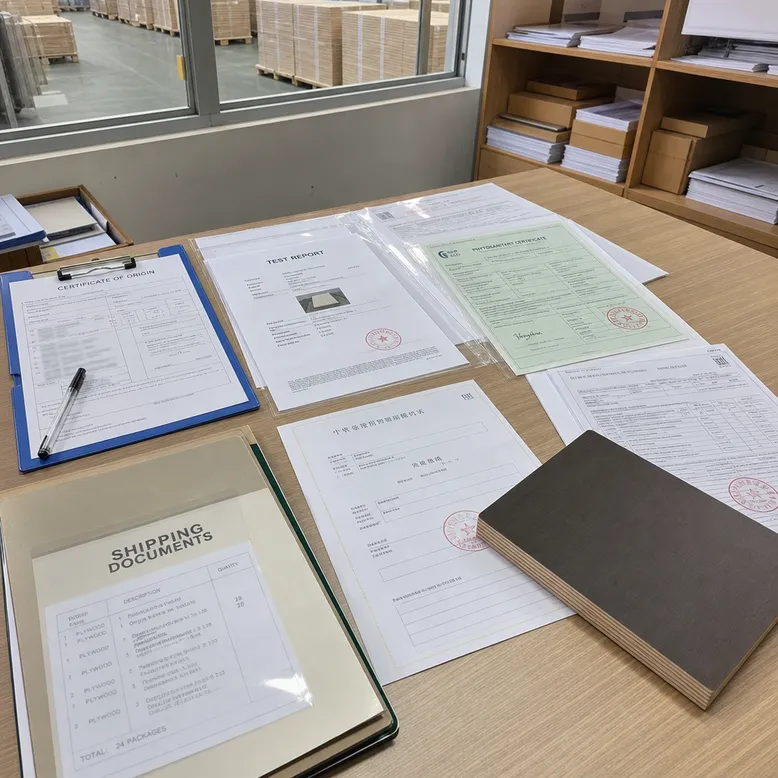 HPL plywood sheet certification and export documentation package