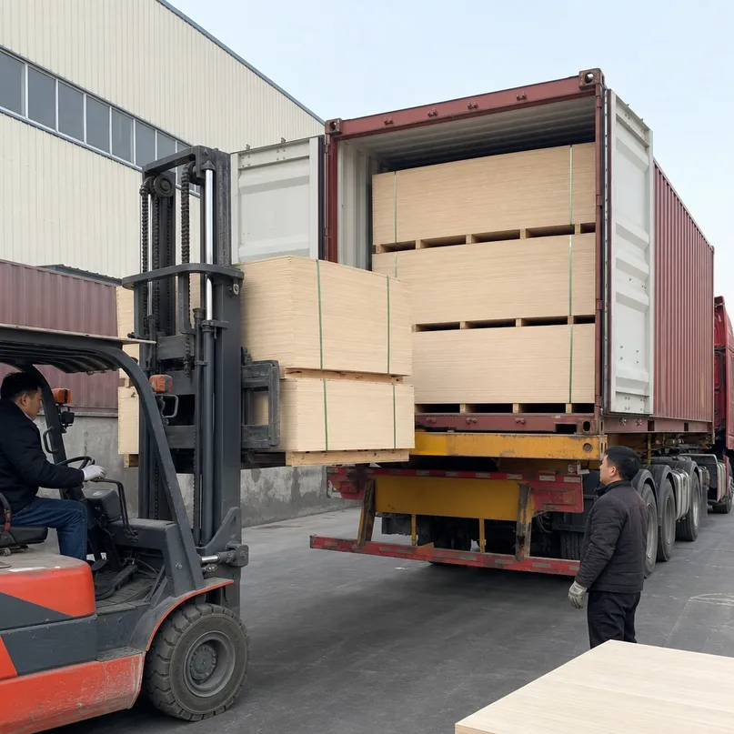 HPL plywood container loading and export from Xuzhou port