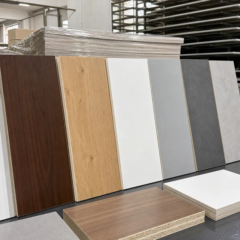 Custom kitchen HPL plywood panels showing surface color and texture options for OEM cabinet manufacturers