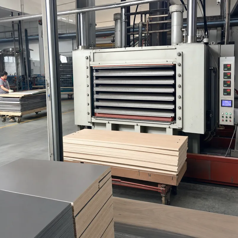 Kitchen HPL plywood lamination press cycle — dedicated press for 0.8mm kitchen-grade panels
