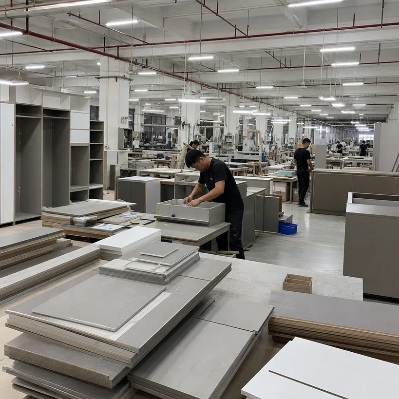Residential kitchen cabinet manufacturing — HPL plywood panels for mid-to-high-end cabinet lines