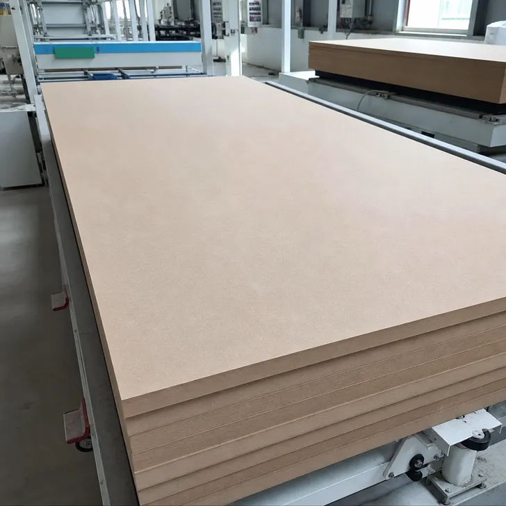 Plain 18mm MDF board sanded both sides, calibrated surface ready for downstream processing