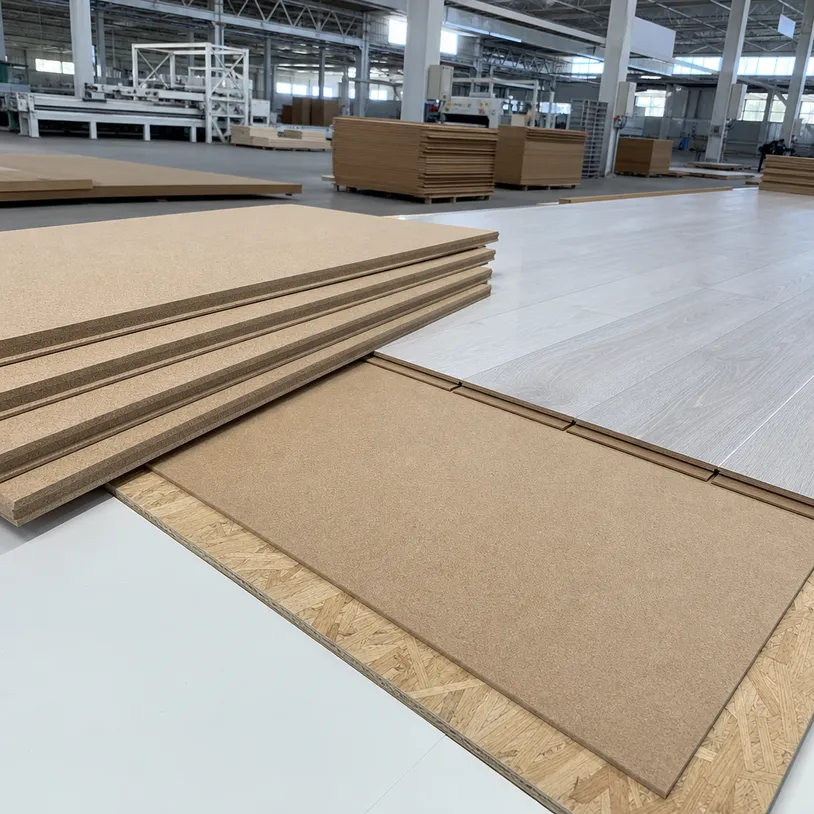 HDF flooring underlayment panels providing stable base layer between subfloor and finished flooring surface