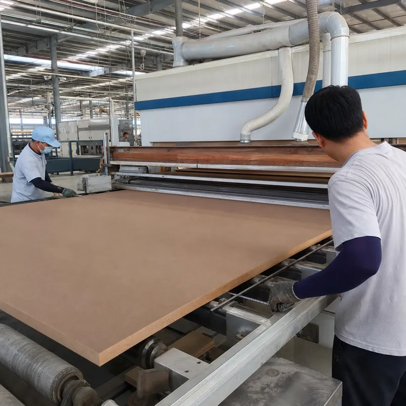 HDF MDF custom panel production — thickness and dimension adjustment at the press line