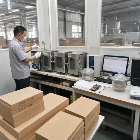 Formaldehyde emission testing for CARB P2 compliance on MDF production batches