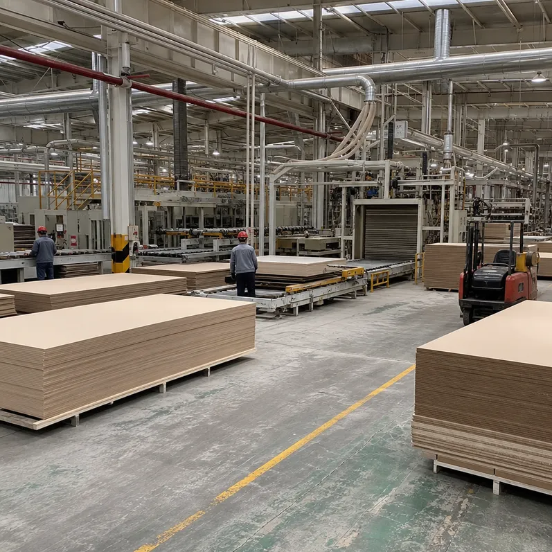 MDF production floor at Xuzhou QD Wood Industry factory