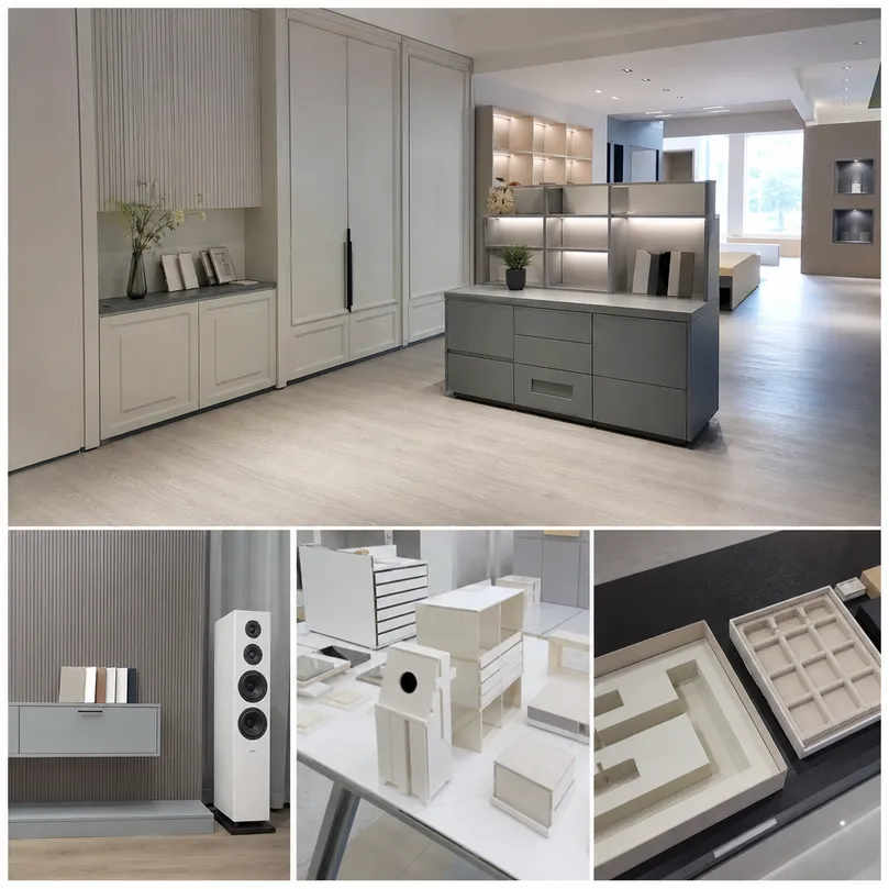 MDF board applications — painted cabinetry, wall panelling, and retail display units